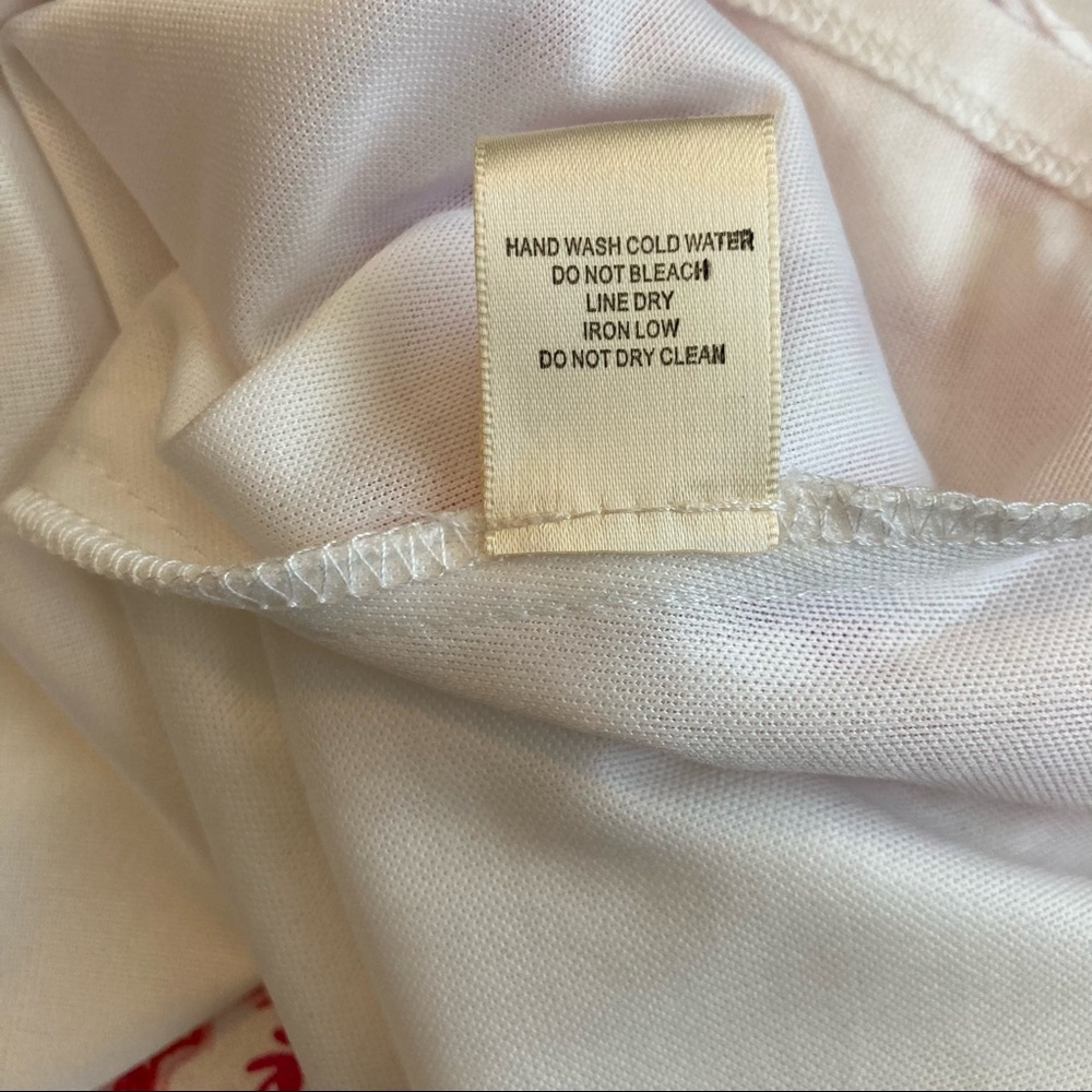 one the land off-the-shoulder white dress with pink floral accents - Size L - Picture 12 of 13